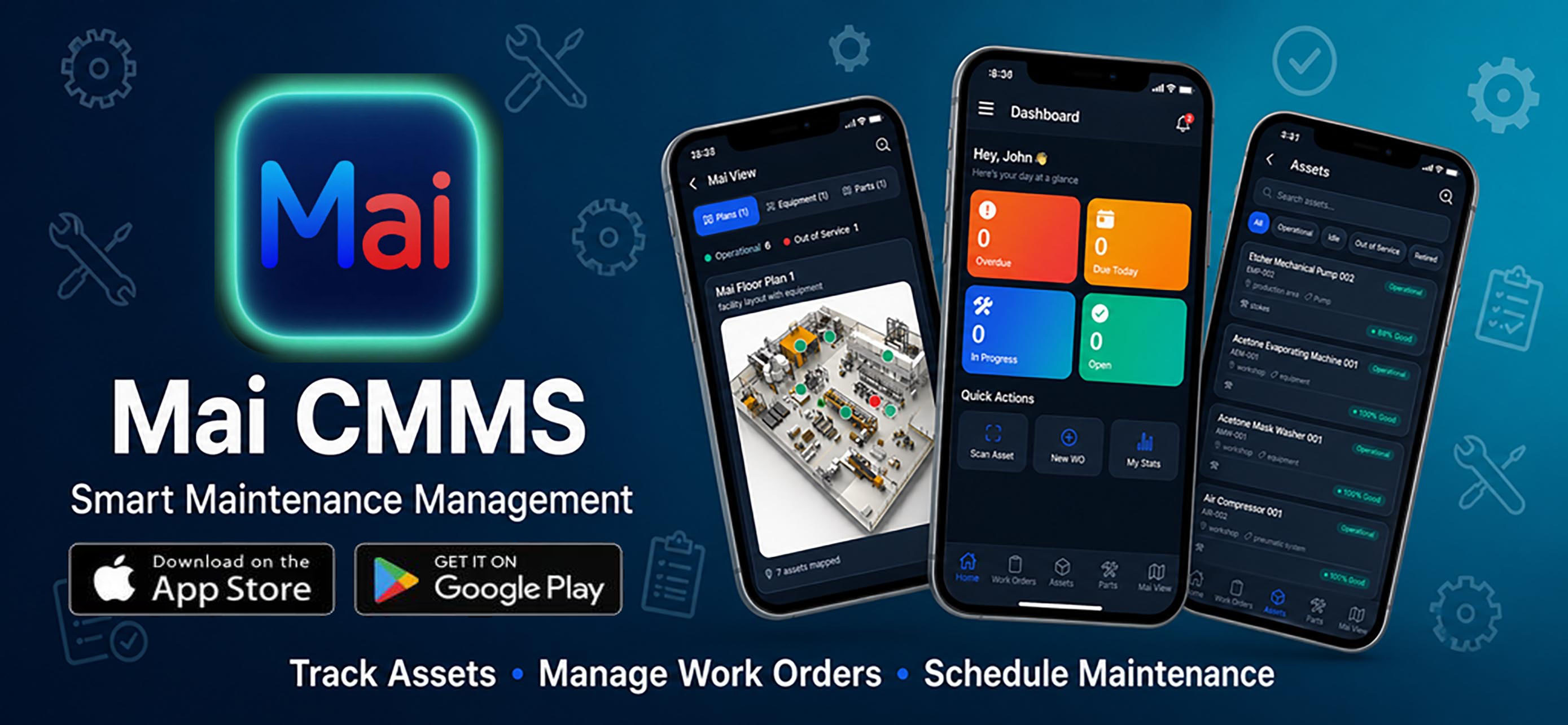 Mai CMMS Smart Maintenance Management – available on the App Store and Google Play